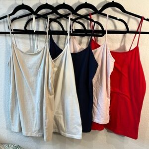 TANK CAMISOLE BUNDLE 5 Large Cotton Tanks. Tan. Cream. Navy. Pink. Red.
